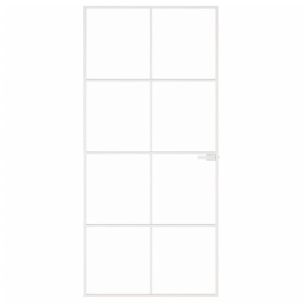 vidaXL dør 93x201,5 cm hærdet glas og aluminium hvid