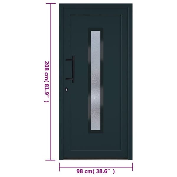 vidaXL hoveddør 98x208 cm PVC antracitgrå