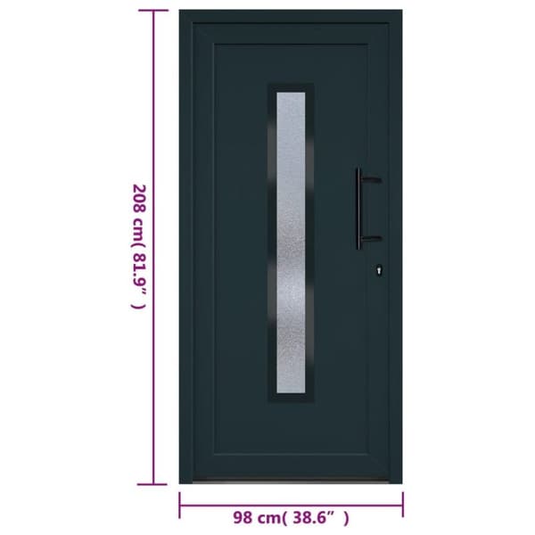 vidaXL hoveddør 98x208 cm PVC antracitgrå
