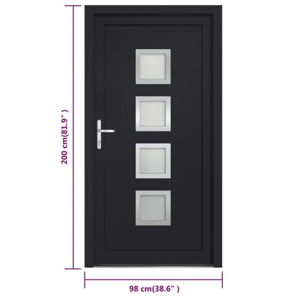 vidaXL hoveddør 98x200 cm PVC antracitgrå