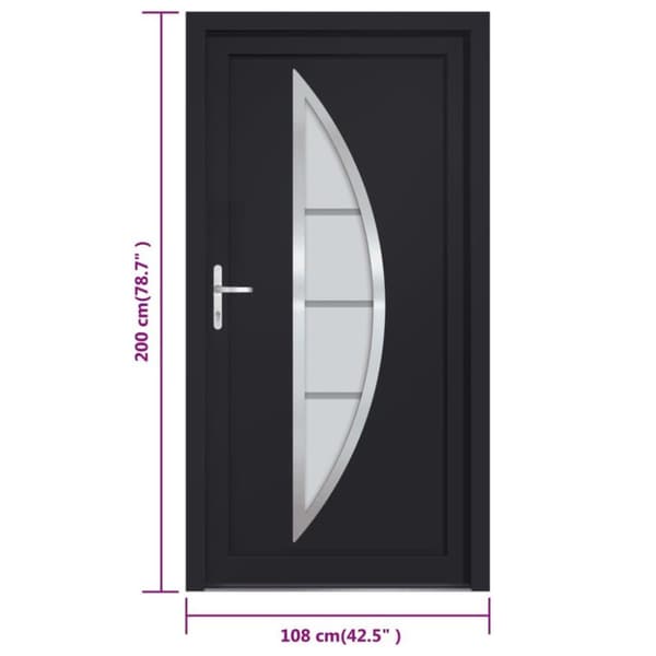 vidaXL hoveddør 108x200 cm PVC antracitgrå