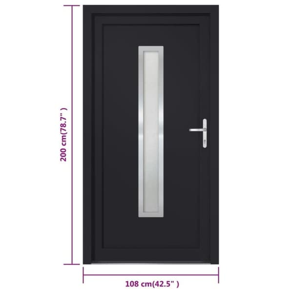 vidaXL hoveddør 108x200 cm PVC antracitgrå