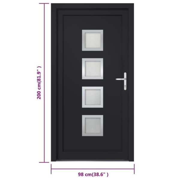 vidaXL Ytterdörr antracit 98x200 cm PVC