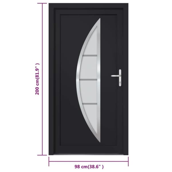 vidaXL hoveddør 98x200 cm PVC antracitgrå