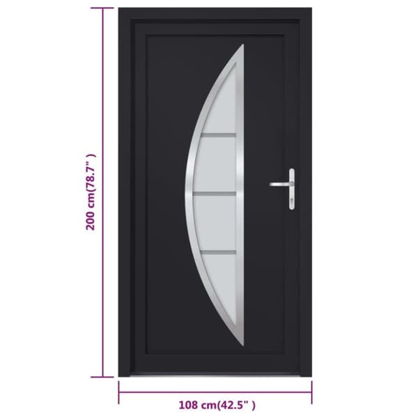 vidaXL hoveddør 108x200 cm PVC antracitgrå