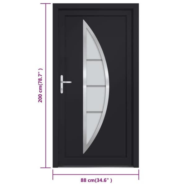 vidaXL hoveddør 88x200 cm PVC antracitgrå