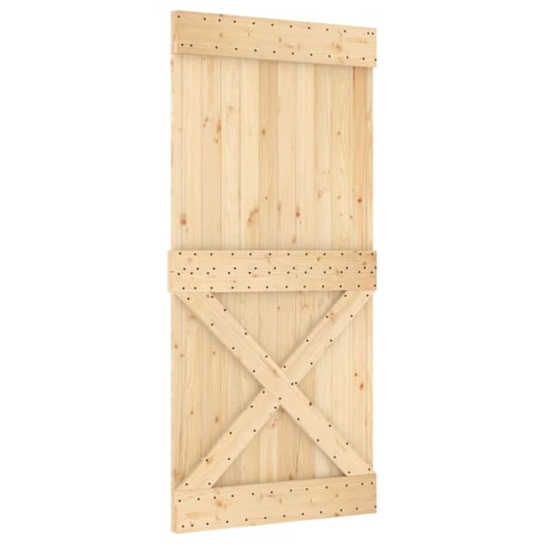 vidaXL skydedør med monteringssæt 95x210 cm massivt fyrretræ