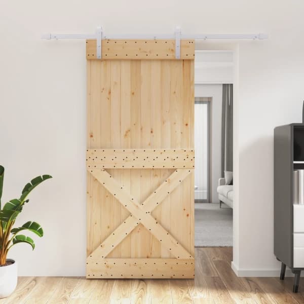 vidaXL skydedør med monteringssæt 95x210 cm massivt fyrretræ