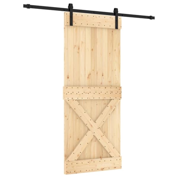 vidaXL Skjutdörr med beslag 85x210 cm massiv furu