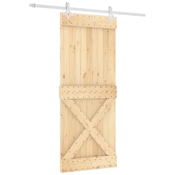 vidaXL skydedør med monteringssæt 85x210 cm massivt fyrretræ