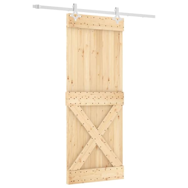 vidaXL Skjutdörr med beslag 80x210 cm massiv furu