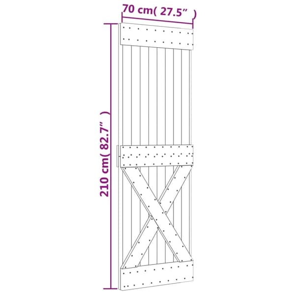 vidaXL Skyvedør med monteringstilbehør 70x210 cm heltre furu