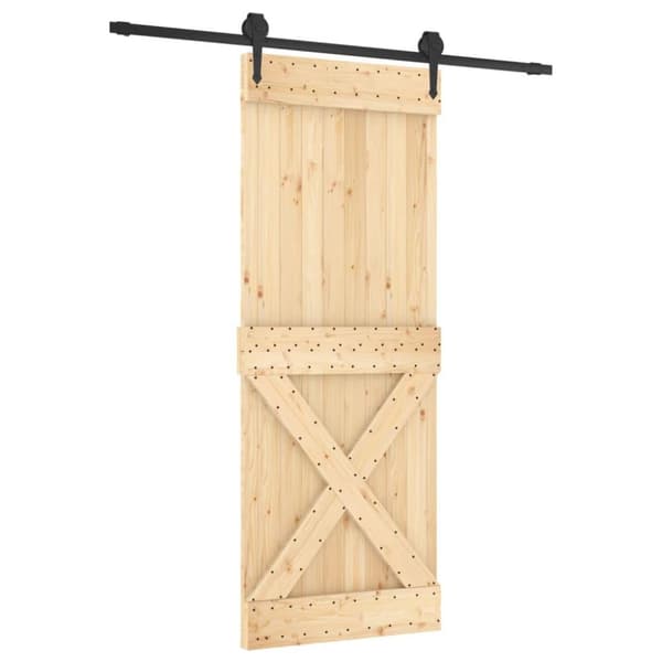 vidaXL Skjutdörr med beslag 80x210 cm massiv furu