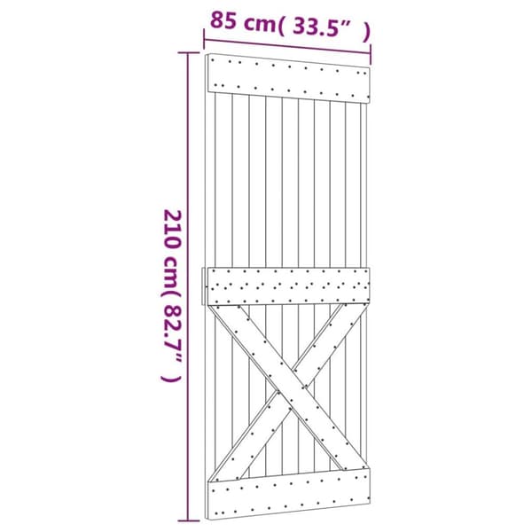 vidaXL skydedør med monteringssæt 85x210 cm massivt fyrretræ