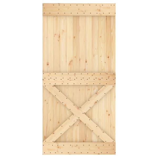vidaXL Skjutdörr med beslag 100x210 cm massiv furu