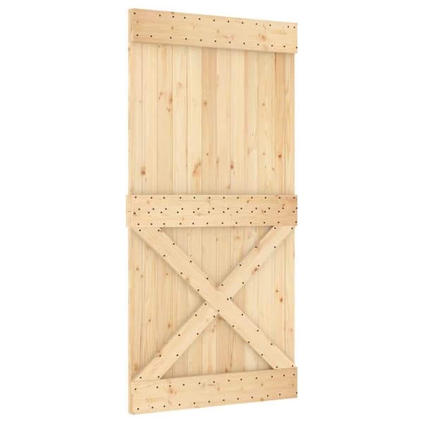 vidaXL Skjutdörr med beslag 100x210 cm massiv furu