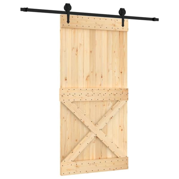 vidaXL Skjutdörr med beslag 100x210 cm massiv furu