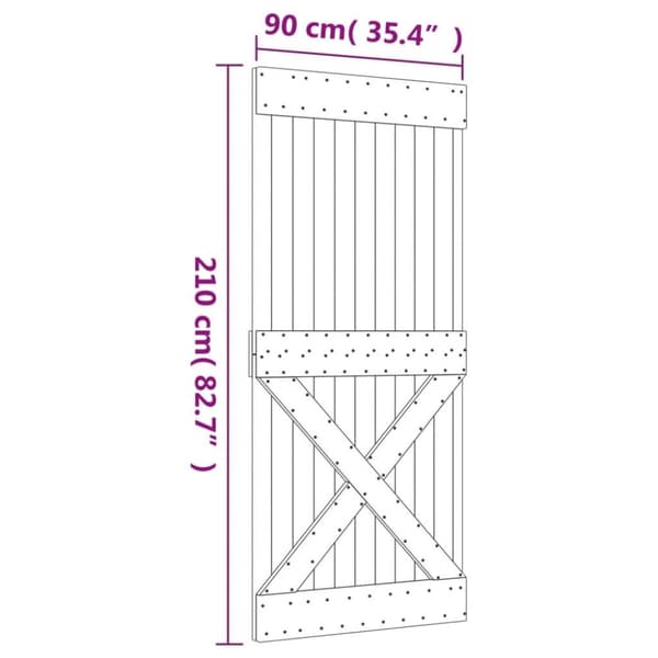 vidaXL Skyvedør med monteringstilbehør 90x210 cm heltre furu