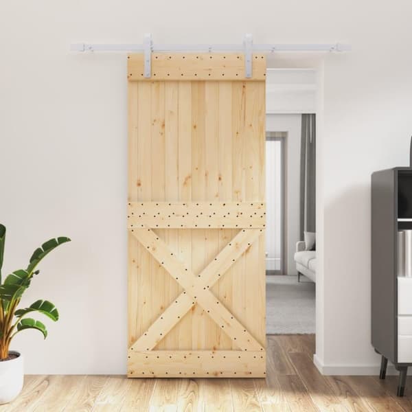 vidaXL Skyvedør med monteringstilbehør 90x210 cm heltre furu