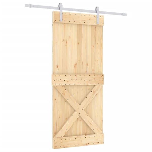 vidaXL Skyvedør med monteringstilbehør 90x210 cm heltre furu