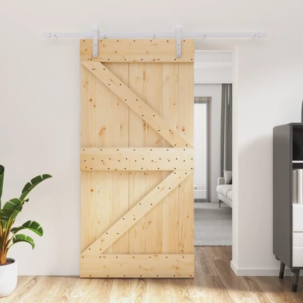 vidaXL Skjutdörr med beslag 100x210 cm massiv furu