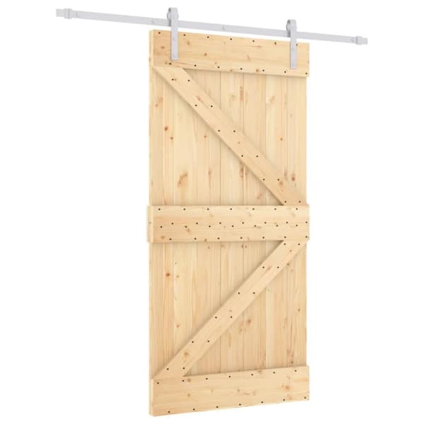 vidaXL Skjutdörr med beslag 100x210 cm massiv furu