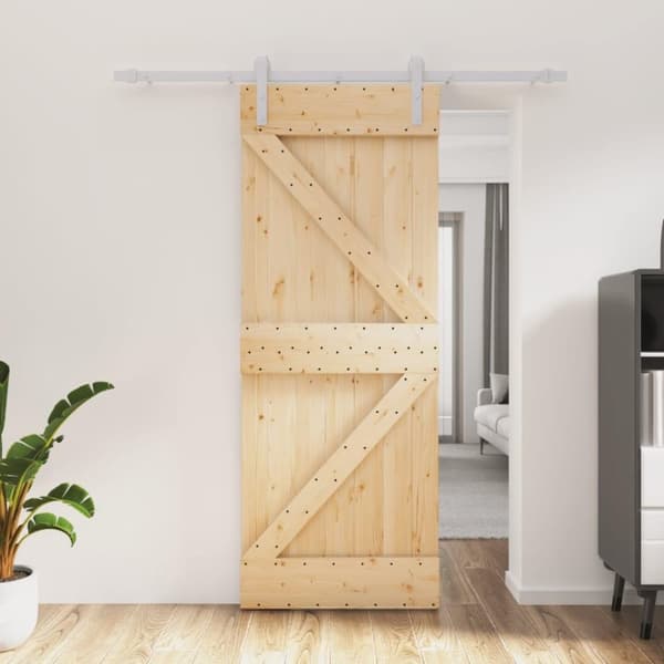 vidaXL skydedør med monteringssæt 80x210 cm massivt fyrretræ