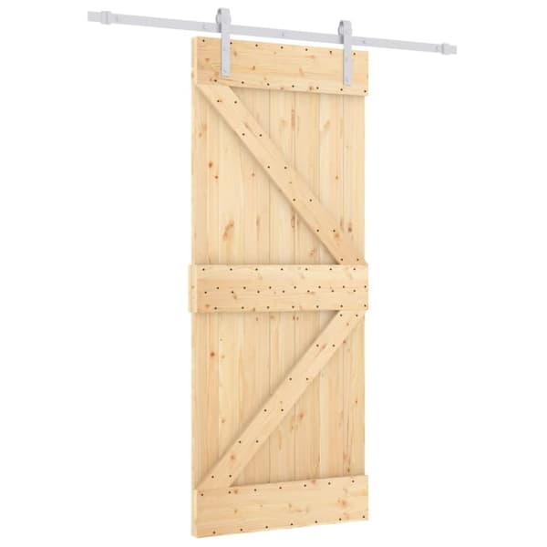 vidaXL skydedør med monteringssæt 80x210 cm massivt fyrretræ