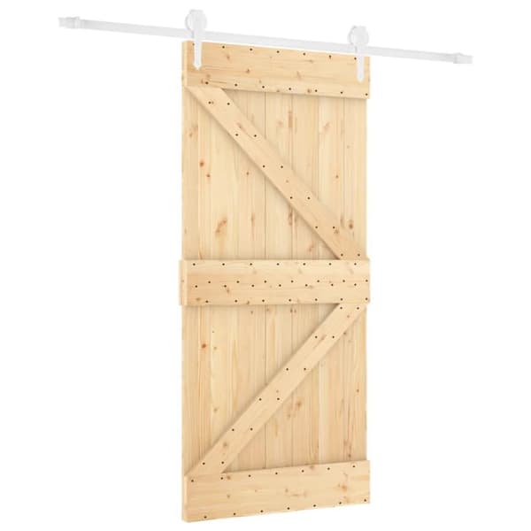 vidaXL Skjutdörr med beslag 90x210 cm massiv furu