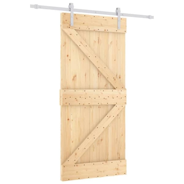 vidaXL skydedør med monteringssæt 90x210 cm massivt fyrretræ