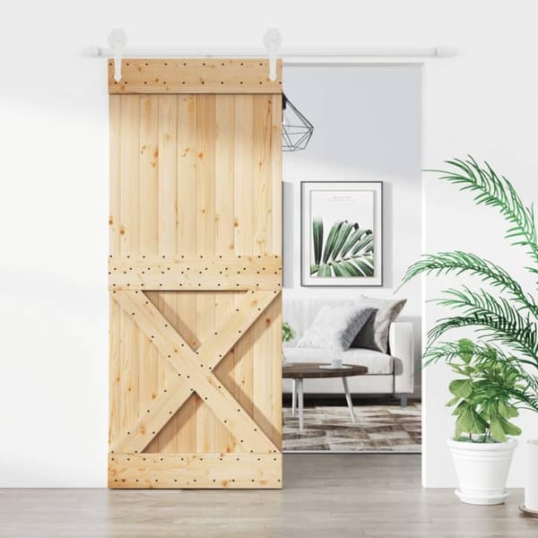 vidaXL skydedør med monteringssæt 85x210 cm massivt fyrretræ