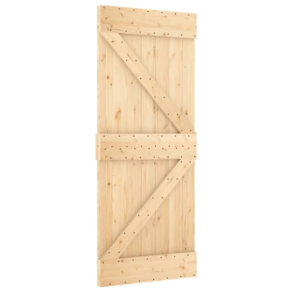 vidaXL Skjutdörr med beslag 90x210 cm massiv furu