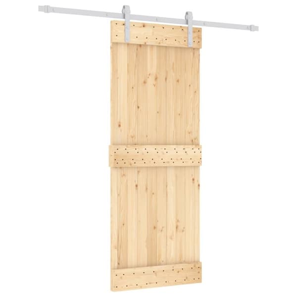 vidaXL Skjutdörr med beslag 80x210 cm massiv furu