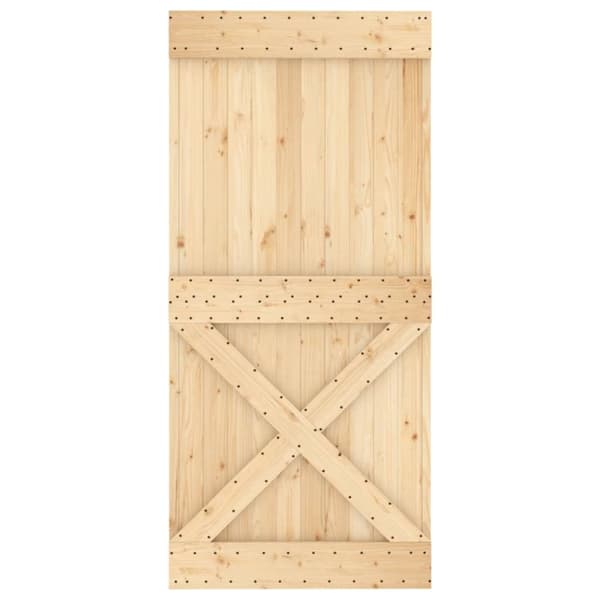 vidaXL skydedør med monteringssæt 95x210 cm massivt fyrretræ