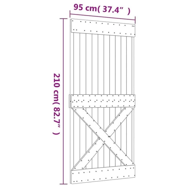 vidaXL skydedør med monteringssæt 95x210 cm massivt fyrretræ