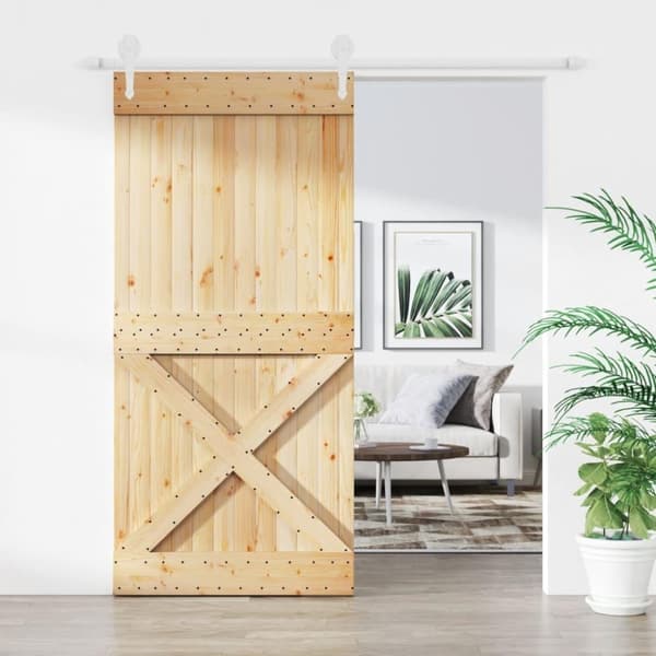 vidaXL skydedør med monteringssæt 95x210 cm massivt fyrretræ