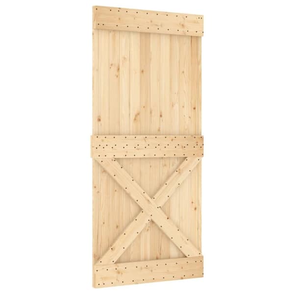 vidaXL skydedør med monteringssæt 95x210 cm massivt fyrretræ