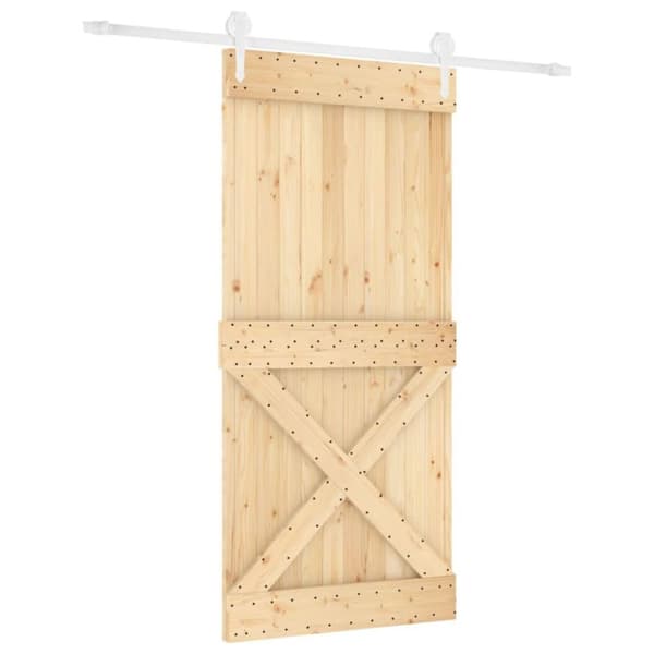 vidaXL skydedør med monteringssæt 95x210 cm massivt fyrretræ