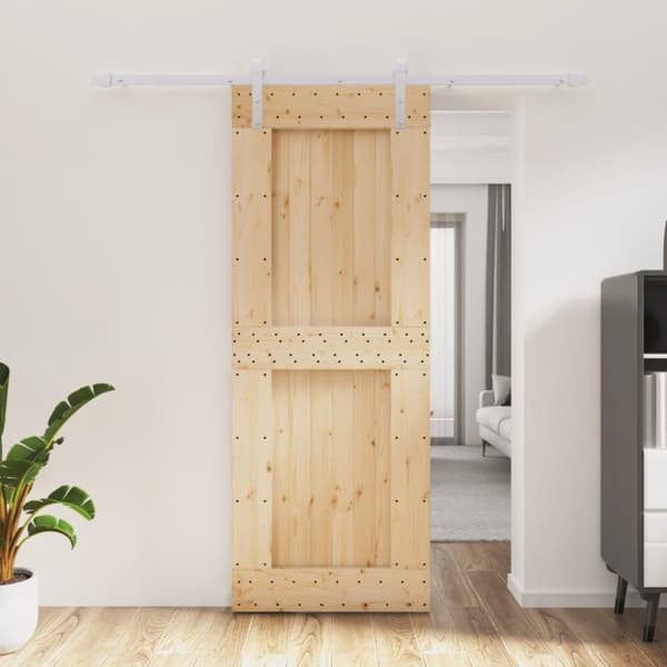 vidaXL Skjutdörr med beslag 80x210 cm massiv furu