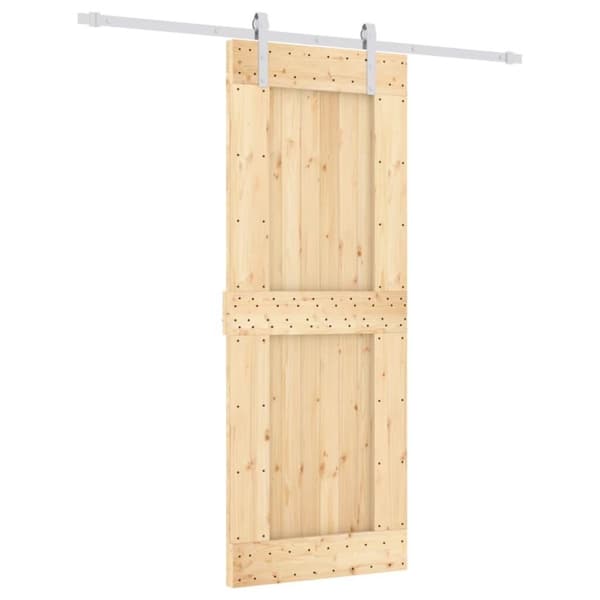 vidaXL Skjutdörr med beslag 80x210 cm massiv furu