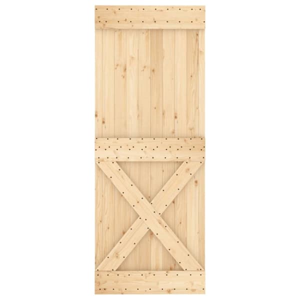 vidaXL Skjutdörr med beslag 80x210 cm massiv furu