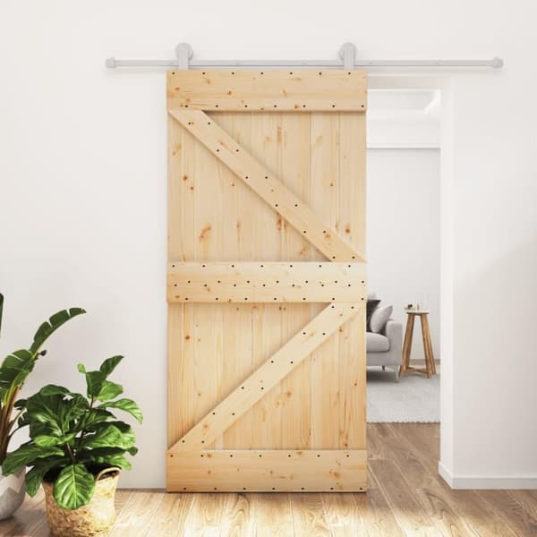 vidaXL Skjutdörr med beslag 100x210 cm massiv furu