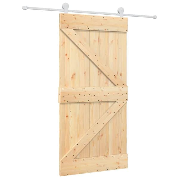 vidaXL Skjutdörr med beslag 100x210 cm massiv furu