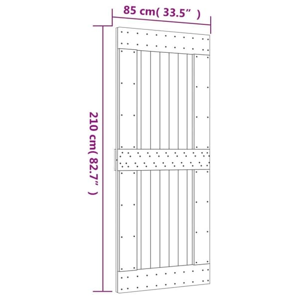 vidaXL Skyvedør med monteringstilbehør 85x210 cm heltre furu