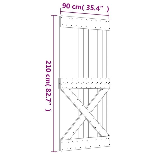vidaXL Liukuovi asennustarvikkeineen 90x210 cm täysi mänty