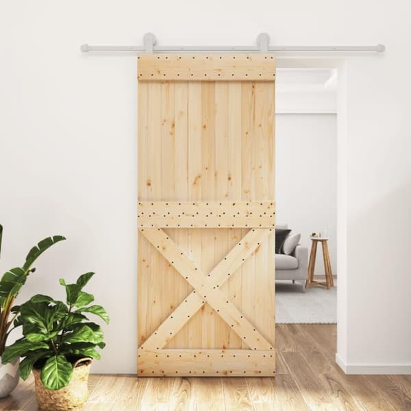vidaXL Liukuovi asennustarvikkeineen 90x210 cm täysi mänty