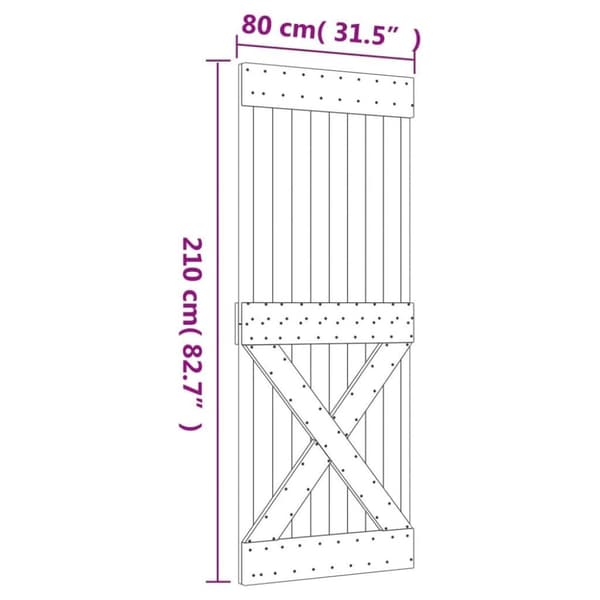 vidaXL skydedør med monteringssæt 80x210 cm massivt fyrretræ