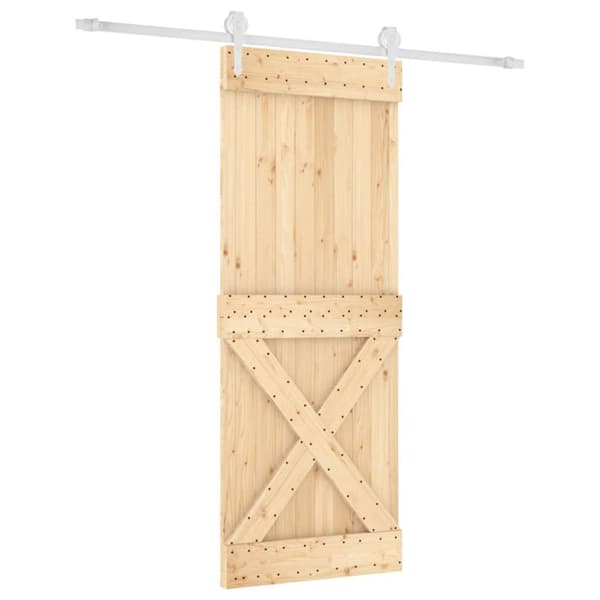 vidaXL skydedør med monteringssæt 80x210 cm massivt fyrretræ