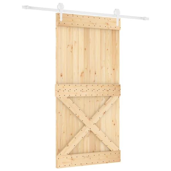 vidaXL Skjutdörr med beslag 100x210 cm massiv furu