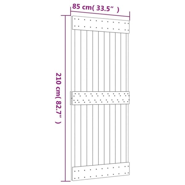 vidaXL Skyvedør med monteringstilbehør 85x210 cm heltre furu